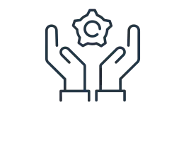 Icon hands with gear wheel