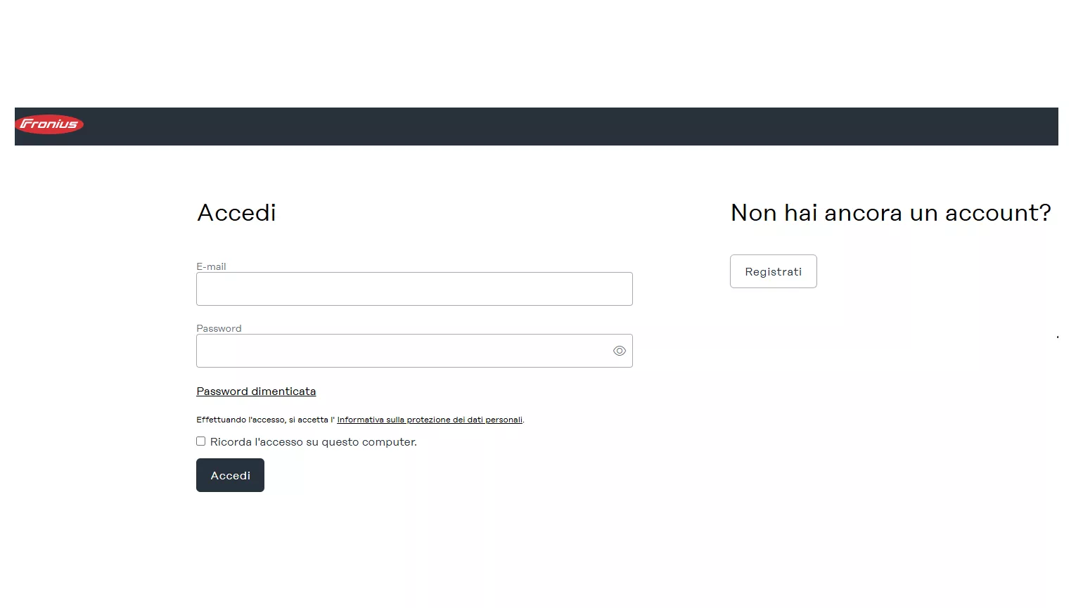 Accedi o registrati al portale