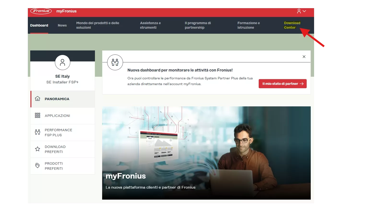 Entra nel download center di My Fronius