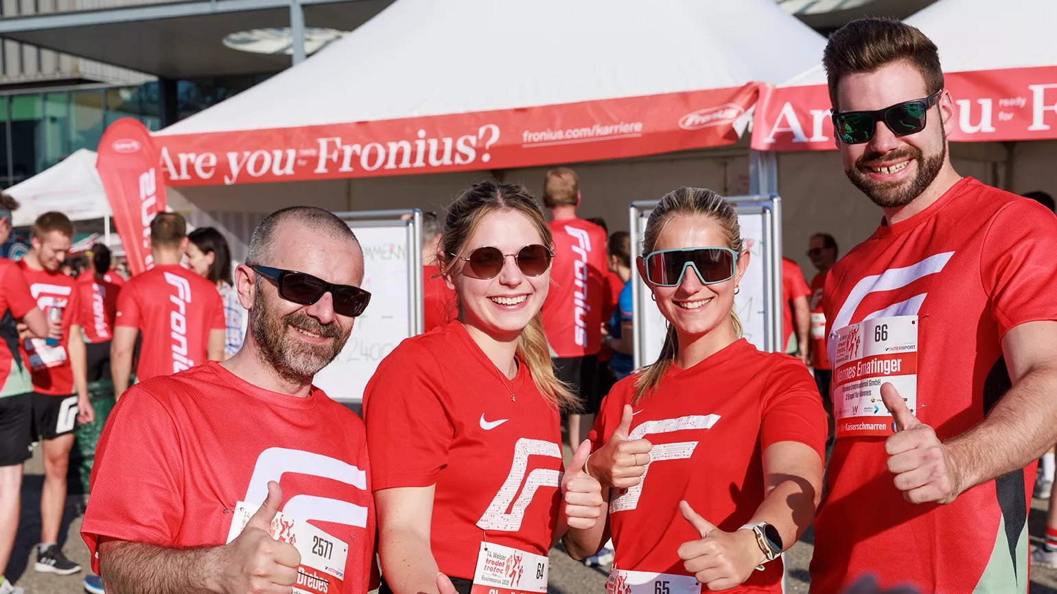 4 Fronius Kolleginnen und Kollegen beim Business Run in Wels