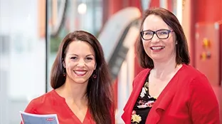 Fronius employees during a company tour