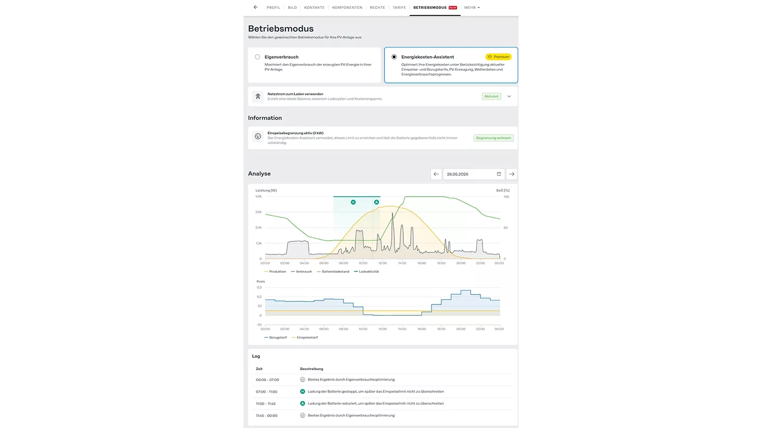 Screenshot Betriebsmodus