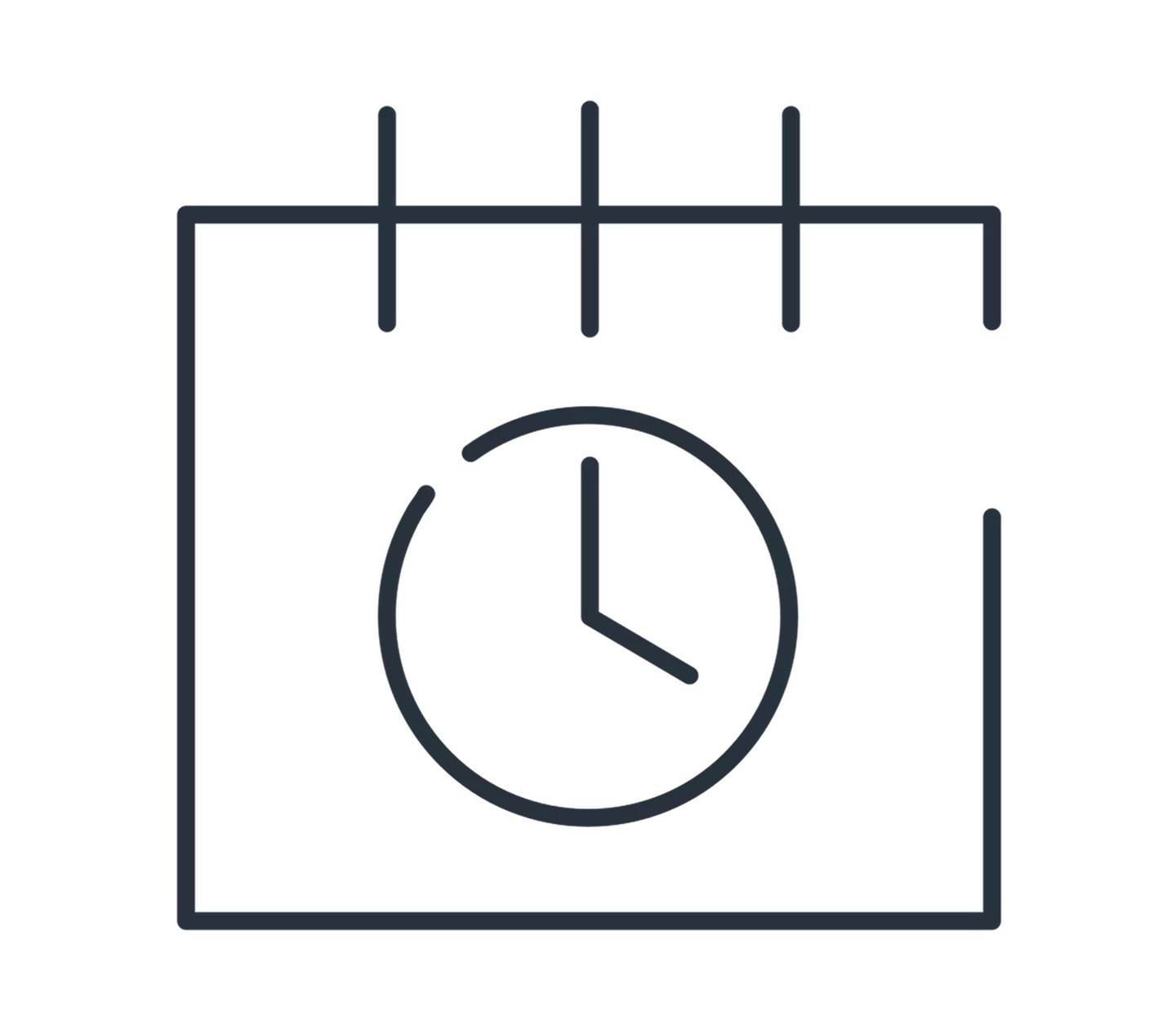 Icon zeigt einen Kalender und eine Uhr