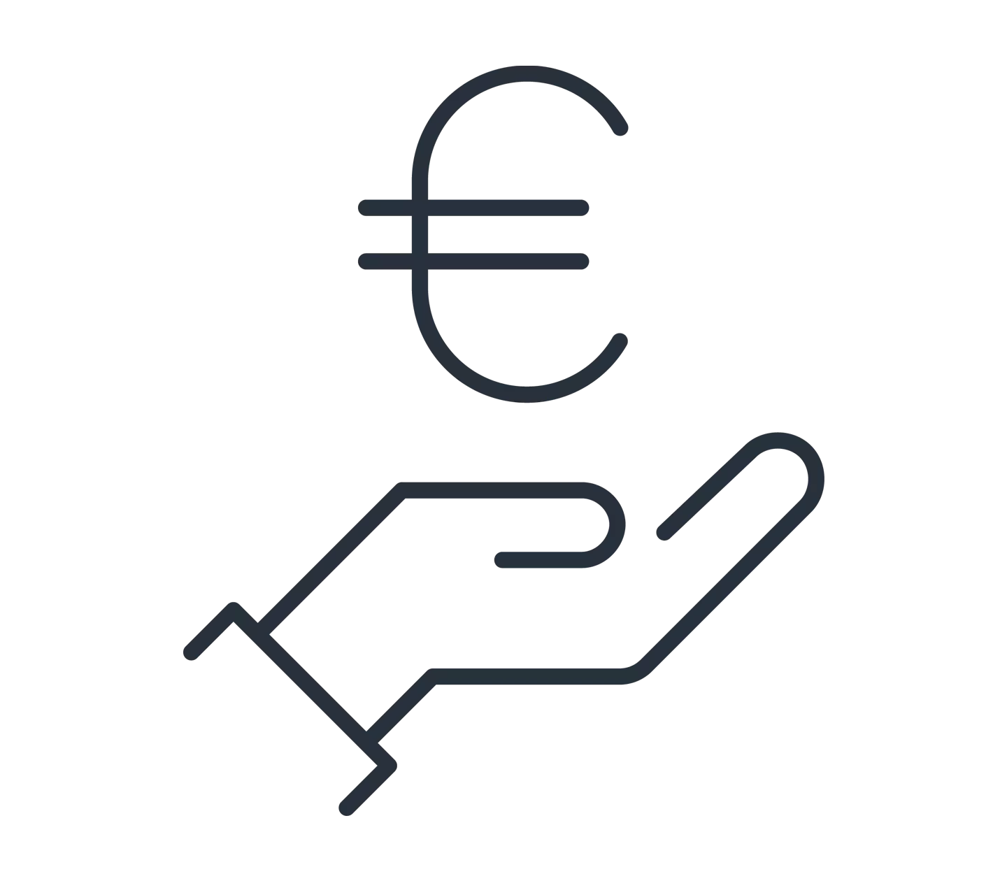 Icon Dollar Zeichen in einer Hand