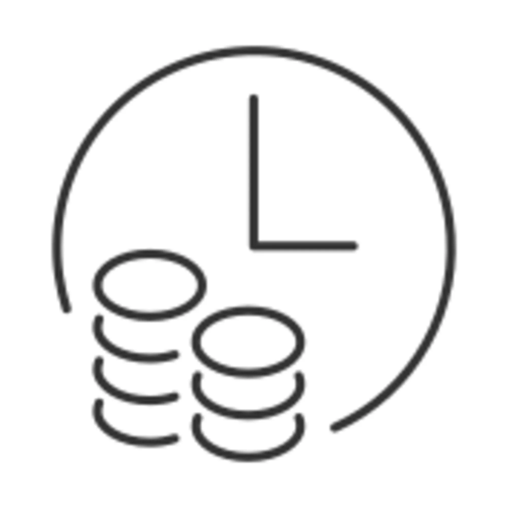 Icon zeigt eine Uhr und Geldmünzen