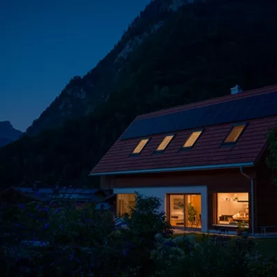 House with a PV system on the roof