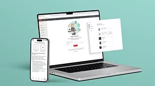 Solar.sos app auf digitalen Geräten mit grünem Hintergrund