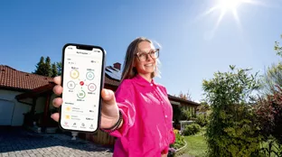 Woman holding smartphone