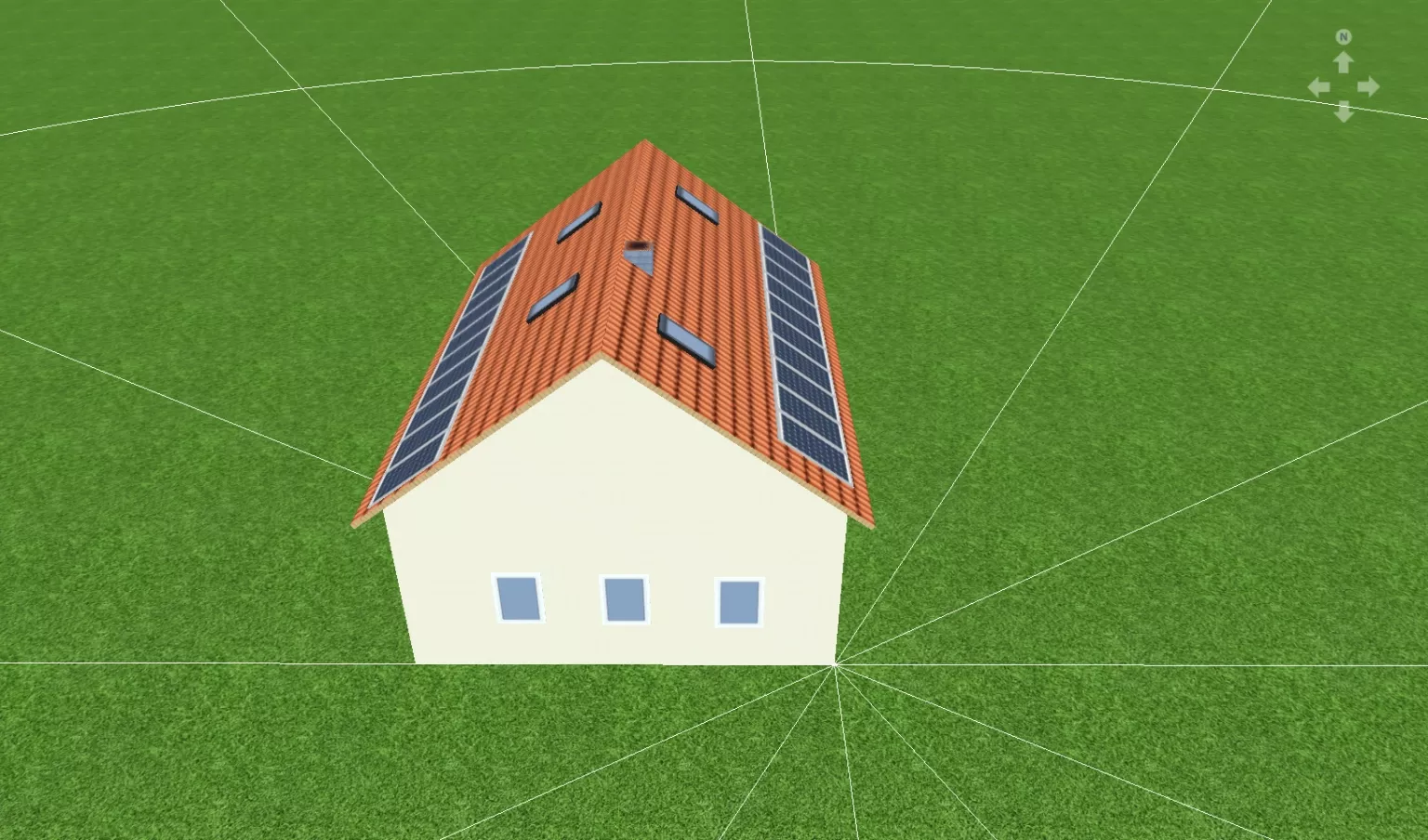 Rys. 3. Moduły ułożone w układzie Wschód-Zachód. Źródlo: program PV*Sol premium 2019 (R6)