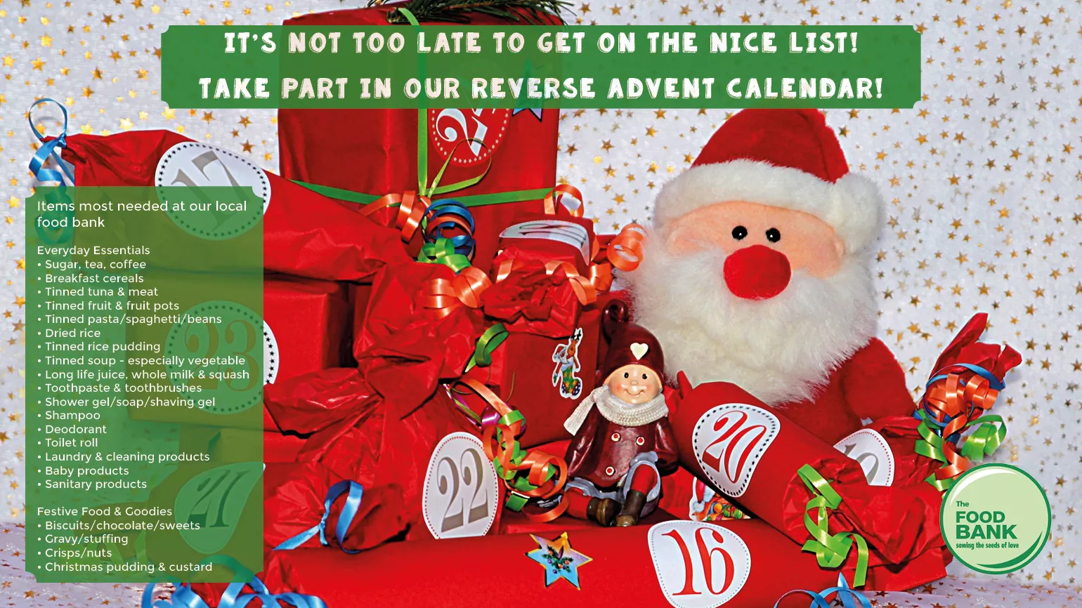 Poster for Fronius UK's reverse advent calendar Christmas charity