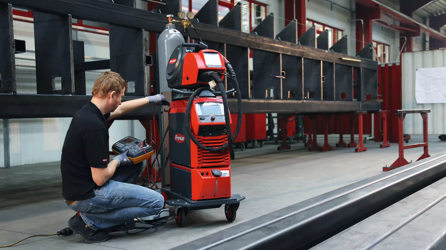 Welding machine is serviced