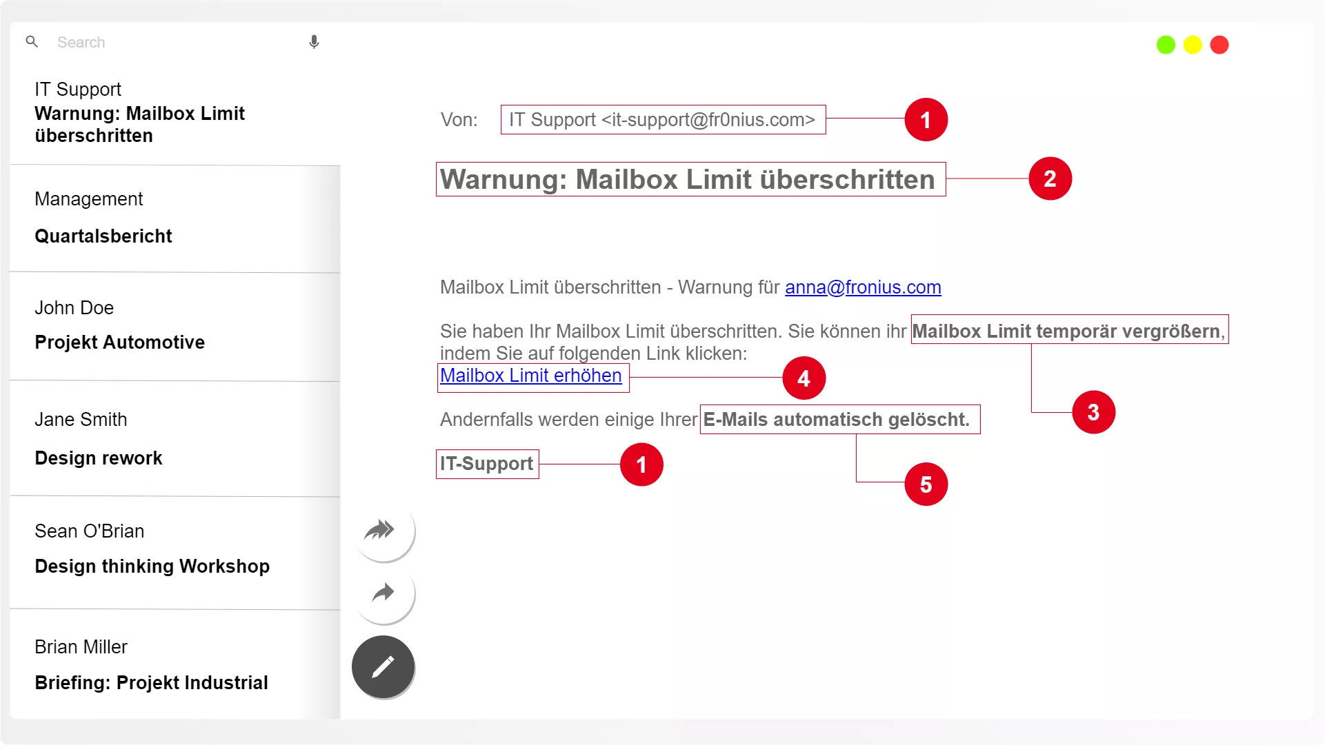 Beispiel einer Phishing E-Mail